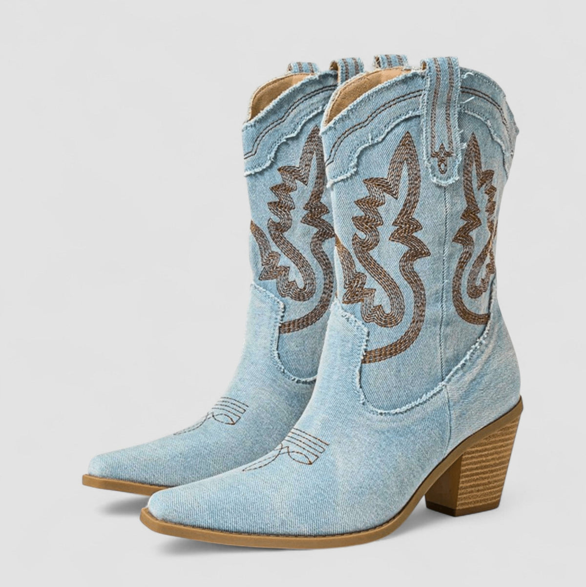 Denim Pointed Toe Western Boots