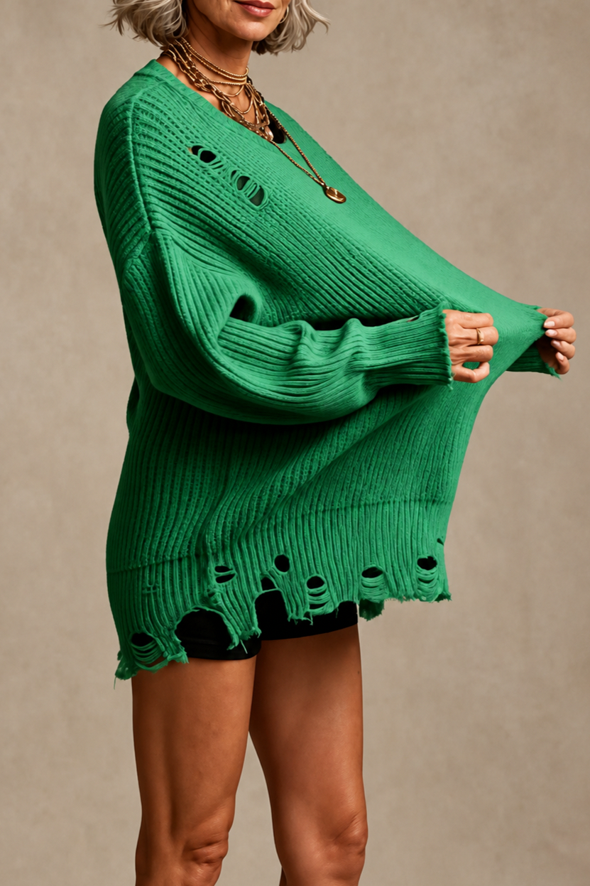 Distressed Oversized Sweater Dress