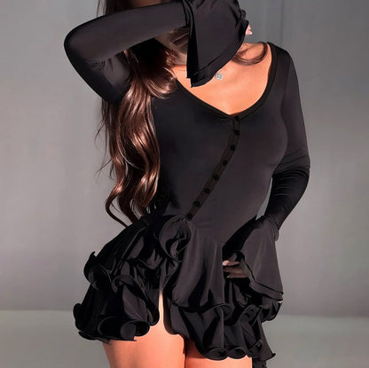 Drop Waist Ruffle Mini Dress