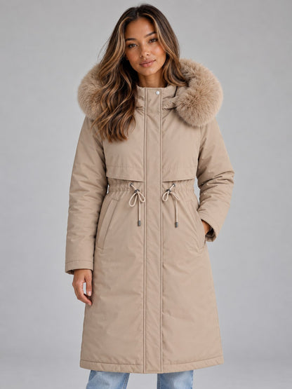 Faux Fur Trim Long Sleeve Coat