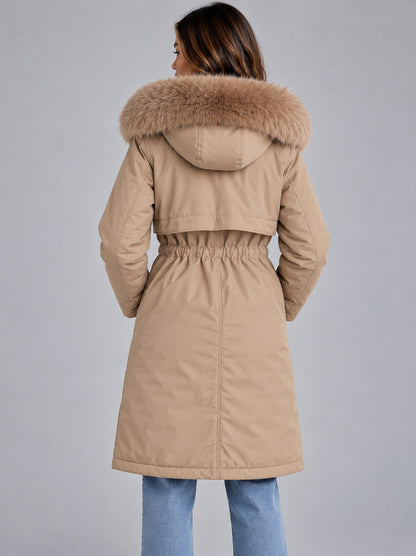 Faux Fur Trim Long Sleeve Coat