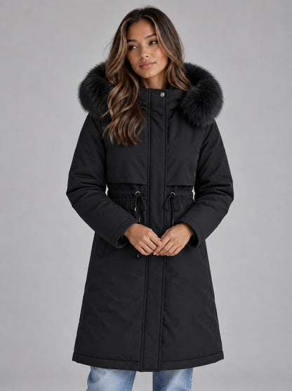 Faux Fur Trim Long Sleeve Coat