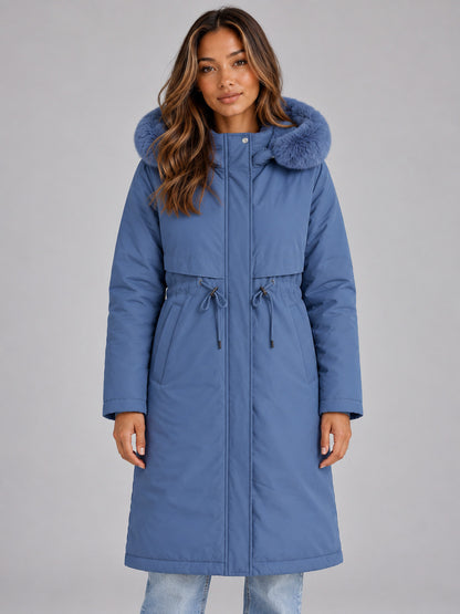 Faux Fur Trim Long Sleeve Coat
