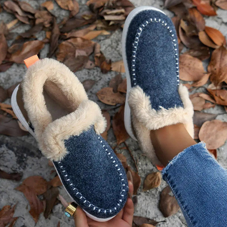 Faux Fur Trim Slip On Booties