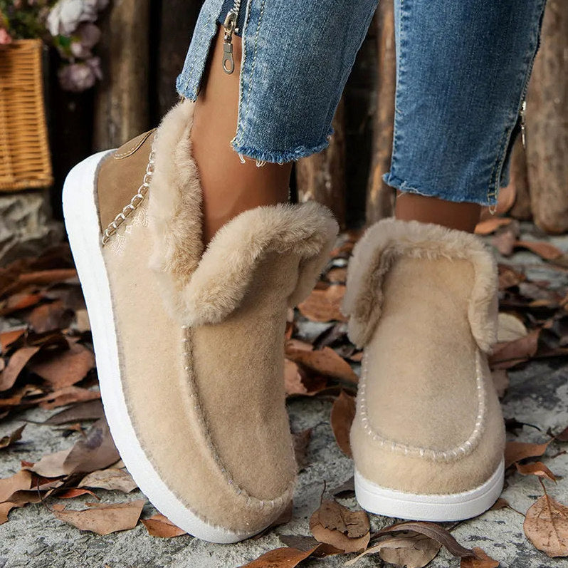 Faux Fur Trim Slip On Booties
