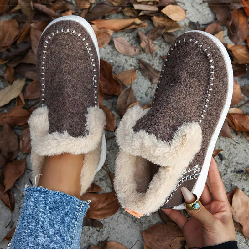 Faux Fur Trim Slip On Booties