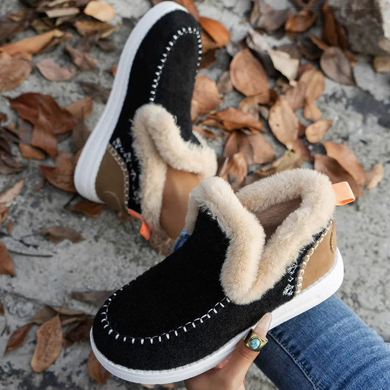 Faux Fur Trim Slip On Booties