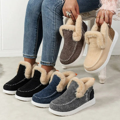 Faux Fur Trim Slip On Booties