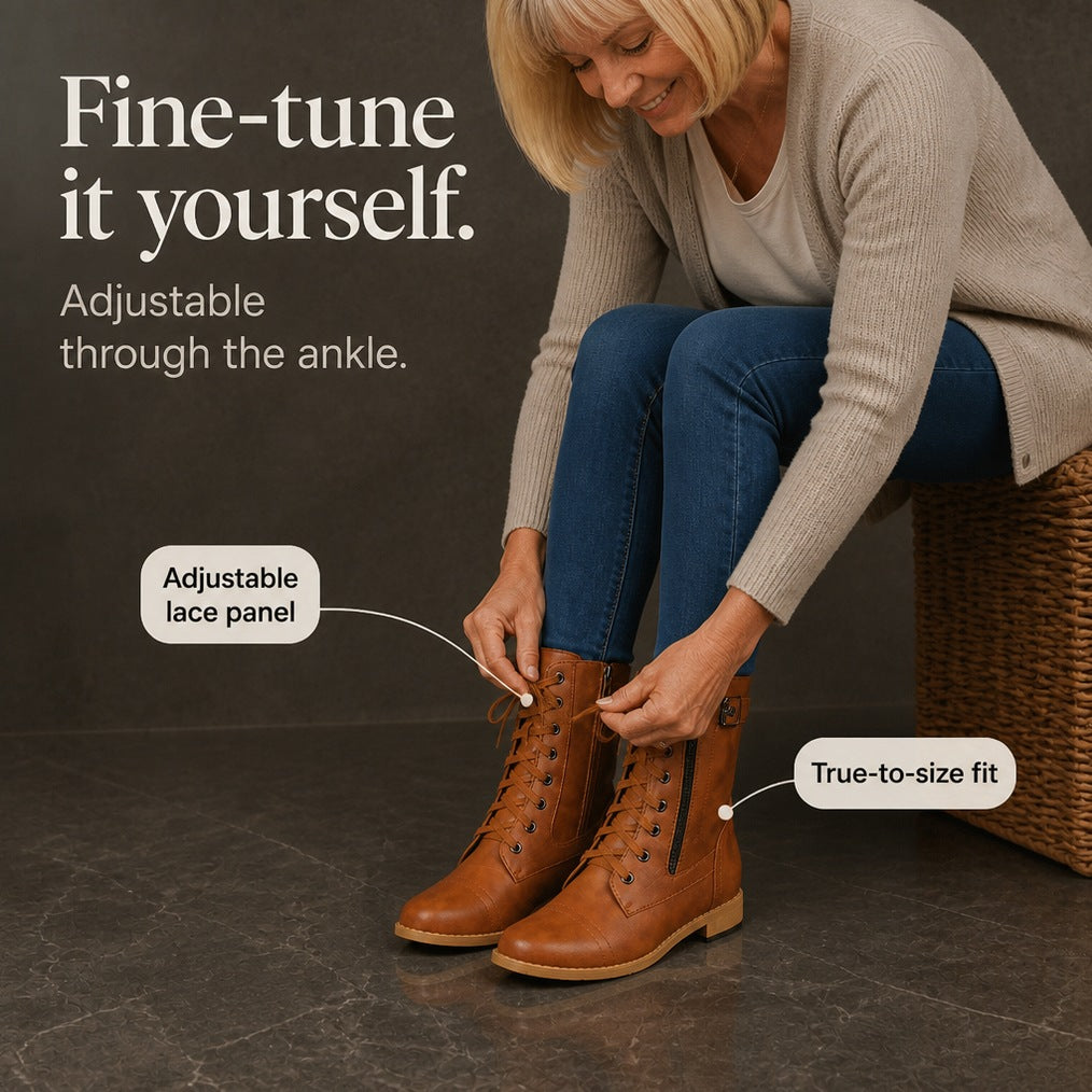 Faux Leather Lace Up Combat Boots