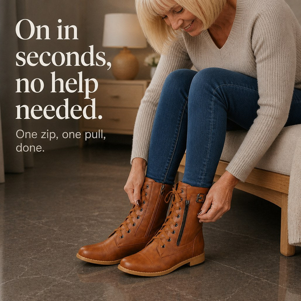 Faux Leather Lace Up Combat Boots