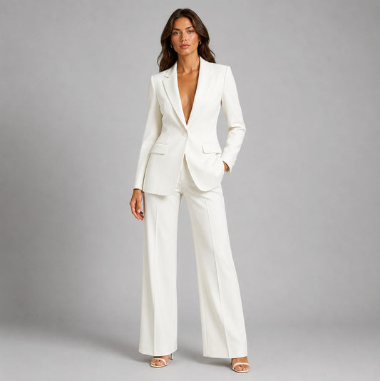 Fitted Long Sleeve Blazer Pants Set