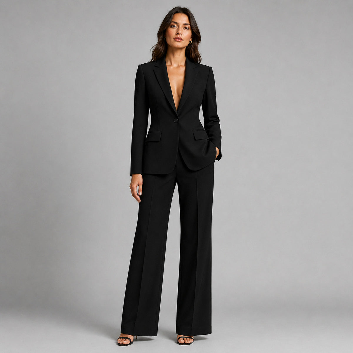 Fitted Long Sleeve Blazer Pants Set