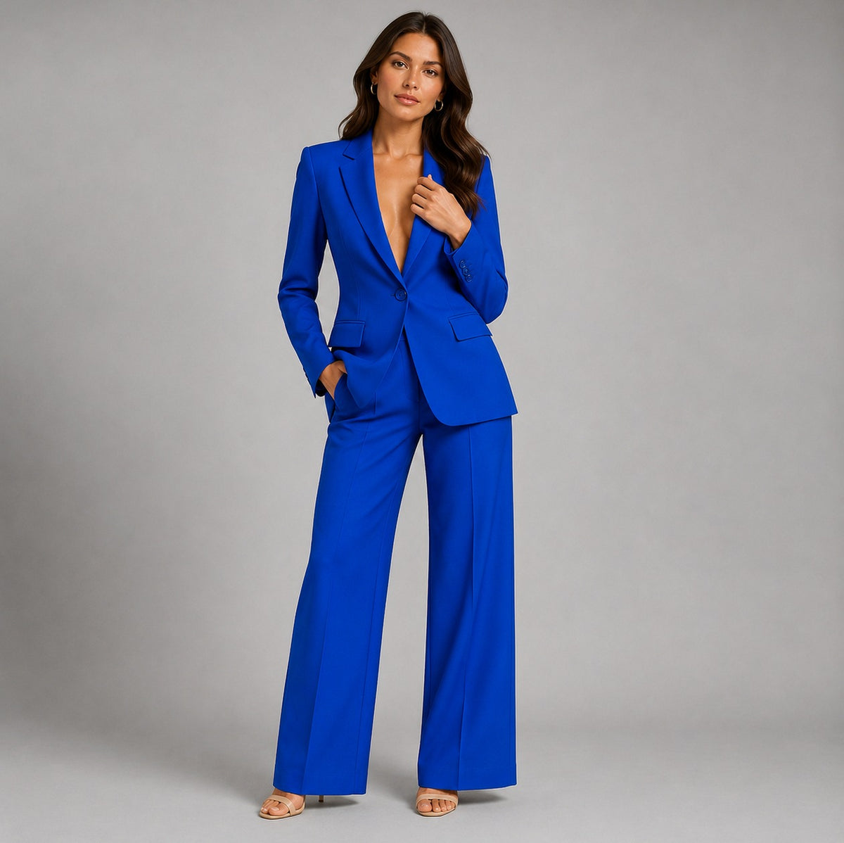 Fitted Long Sleeve Blazer Pants Set