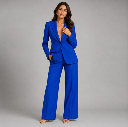 Fitted Long Sleeve Blazer Pants Set