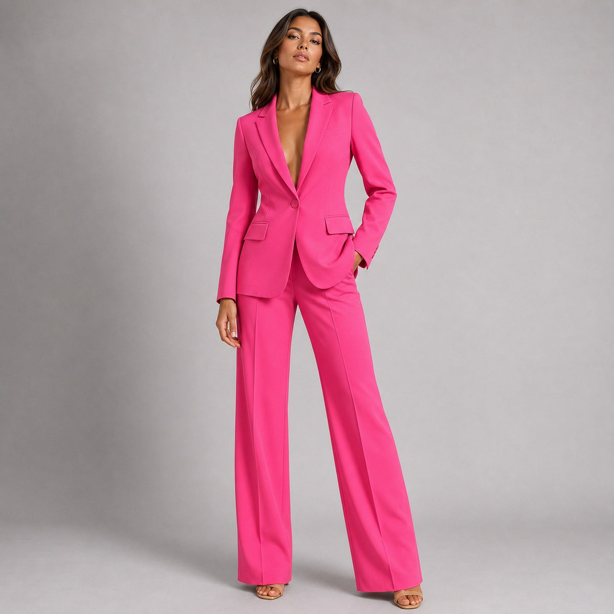 Fitted Long Sleeve Blazer Pants Set