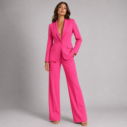 Fitted Long Sleeve Blazer Pants Set