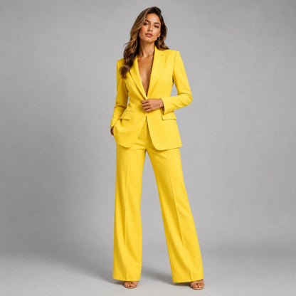 Fitted Long Sleeve Blazer Pants Set