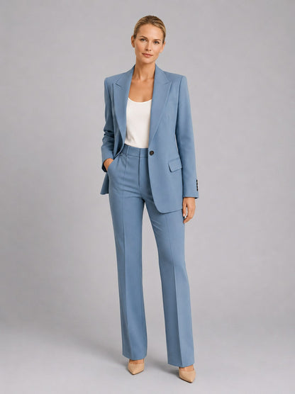 Fitted Long Sleeve Pant Suit Two Piece Set