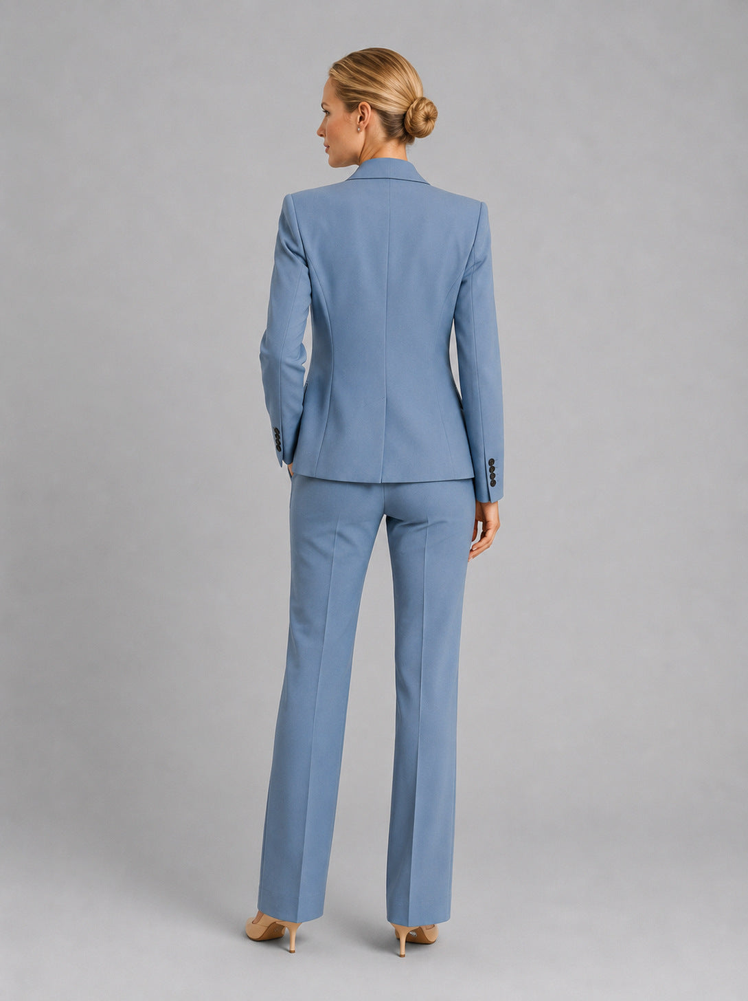 Fitted Long Sleeve Pant Suit Two Piece Set