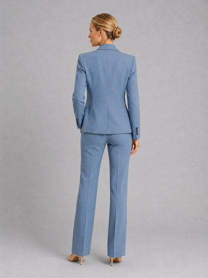 Fitted Long Sleeve Pant Suit Two Piece Set