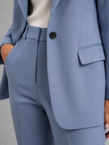 Fitted Long Sleeve Pant Suit Two Piece Set