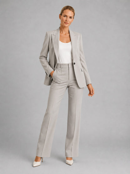 Fitted Long Sleeve Pant Suit Two Piece Set