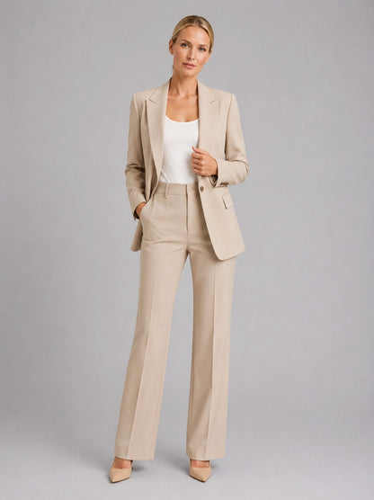 Fitted Long Sleeve Pant Suit Two Piece Set