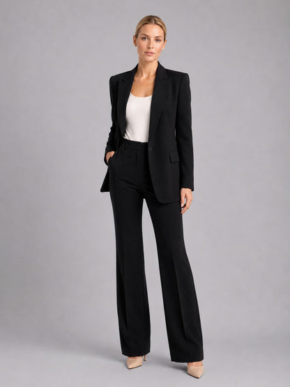 Fitted Long Sleeve Pant Suit Two Piece Set
