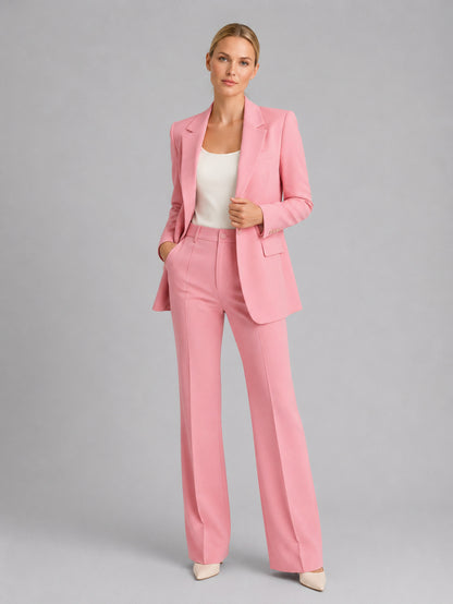 Fitted Long Sleeve Pant Suit Two Piece Set