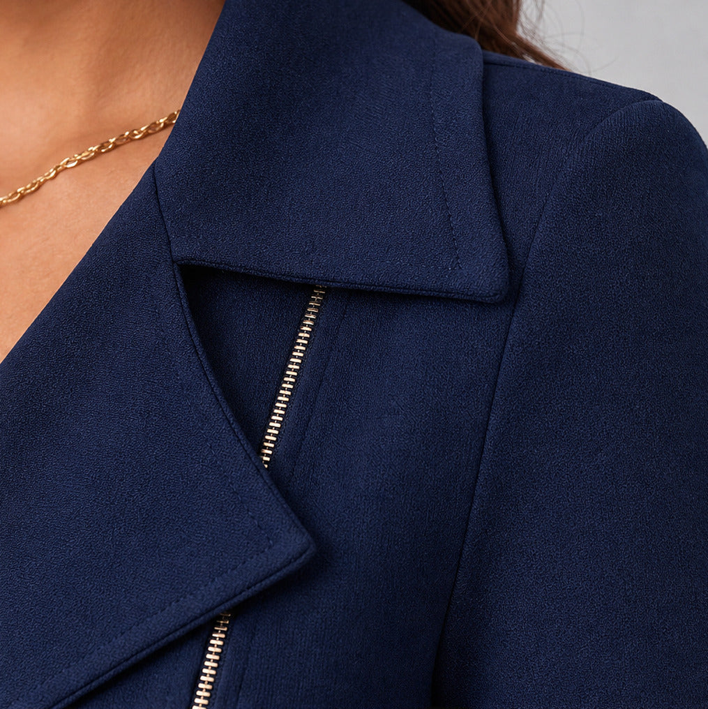 Fitted Long Sleeve Zip Midi Dress