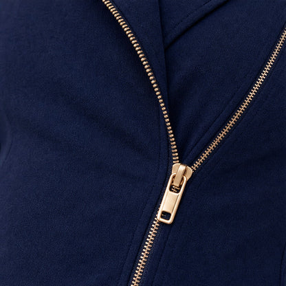 Fitted Long Sleeve Zip Midi Dress