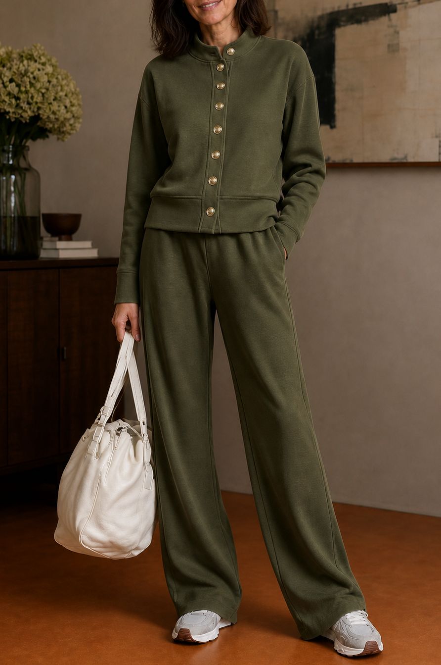 Fleece Button Front Matching Set