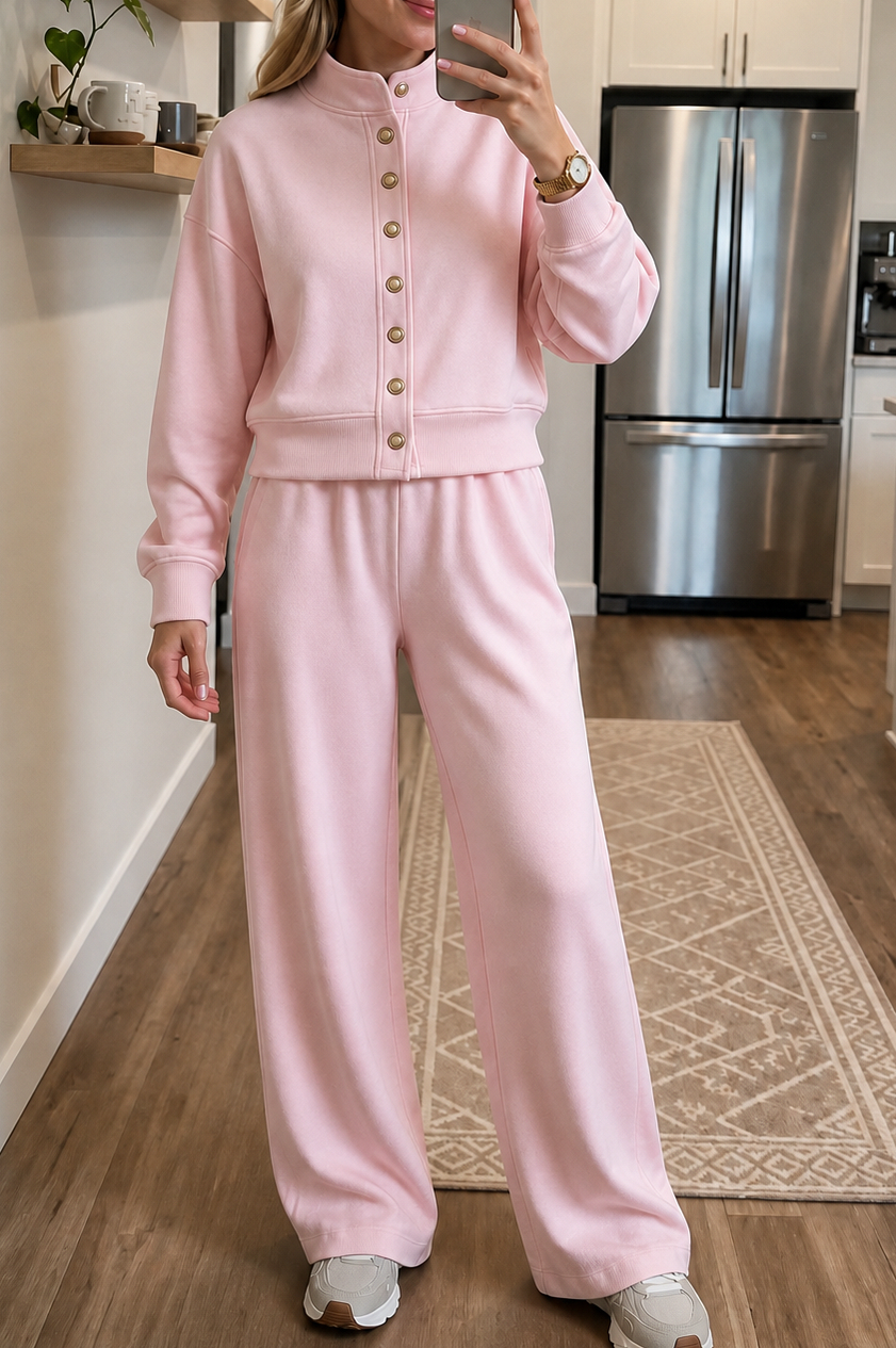 Fleece Button Front Matching Set