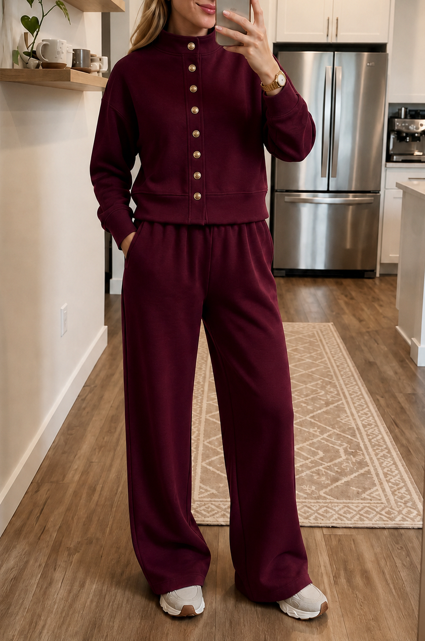 Fleece Button Front Matching Set