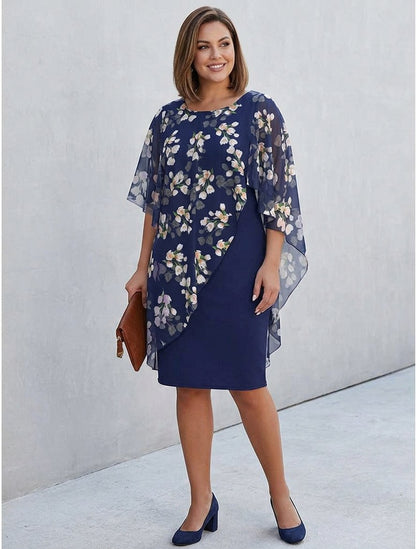Floral Capelet Overlay Midi Dress