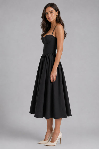 Floral Corset Drop Waist Midi Dress