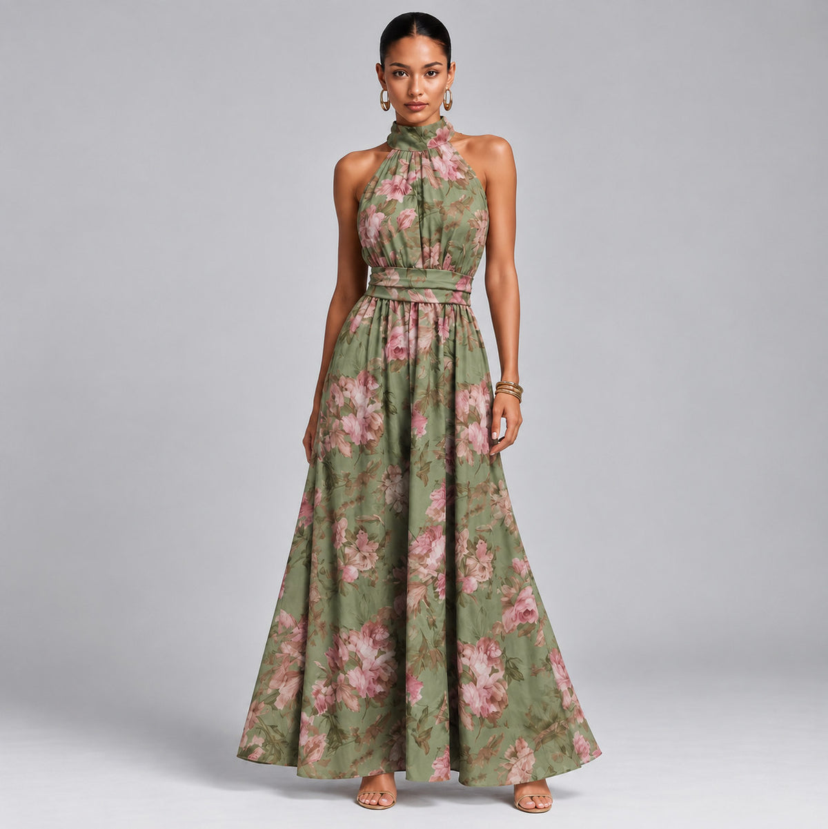 Floral Halter Wide Leg Jumpsuit