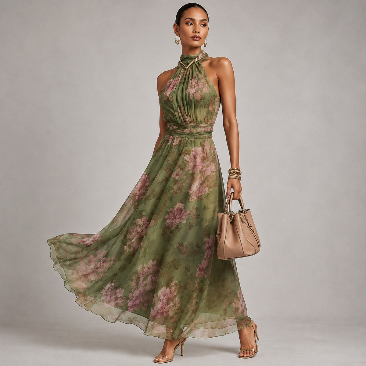 Floral Halter Wide Leg Jumpsuit
