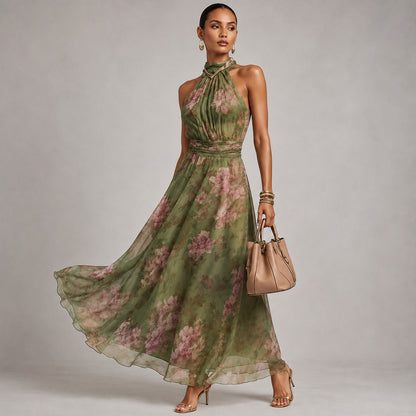 Floral Halter Wide Leg Jumpsuit