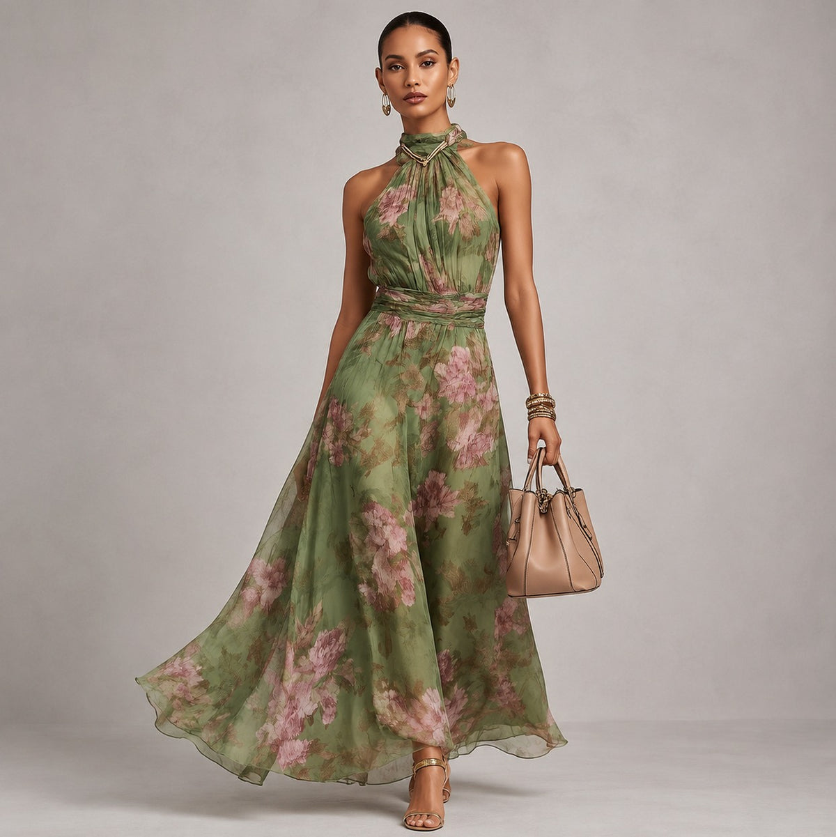 Floral Halter Wide Leg Jumpsuit