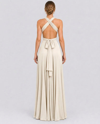 Halter Pleated Empire Waist Maxi Dress
