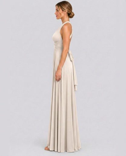 Halter Pleated Empire Waist Maxi Dress