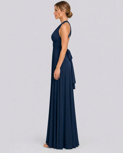 Halter Pleated Empire Waist Maxi Dress