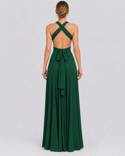 Halter Pleated Empire Waist Maxi Dress