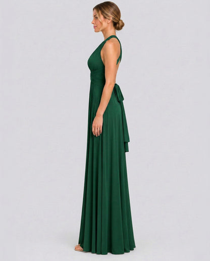 Halter Pleated Empire Waist Maxi Dress