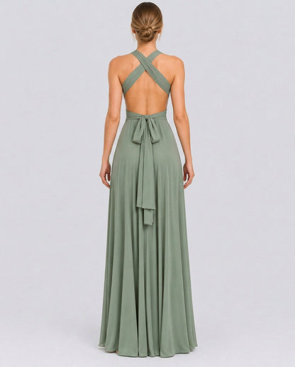Halter Pleated Empire Waist Maxi Dress