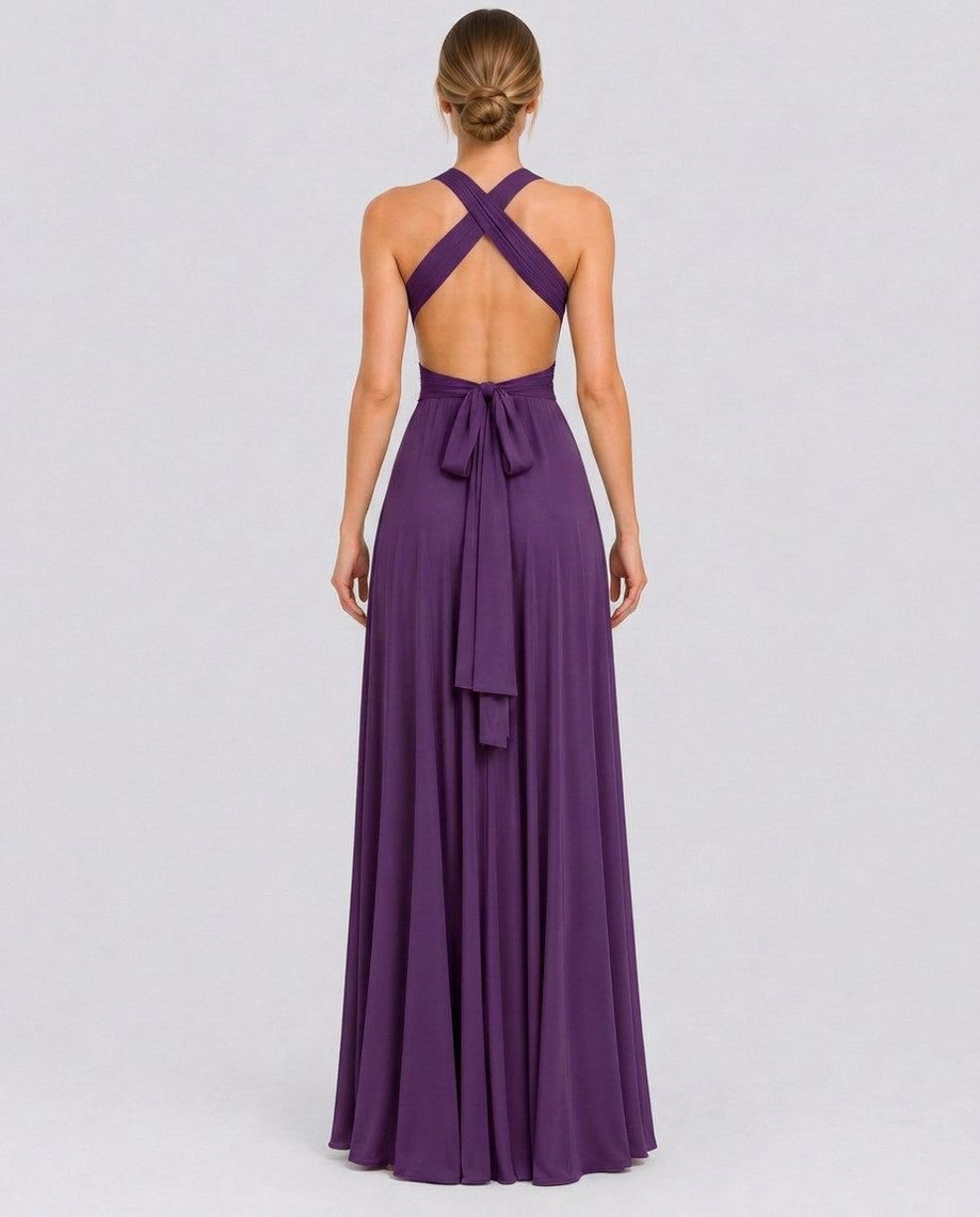 Halter Pleated Empire Waist Maxi Dress