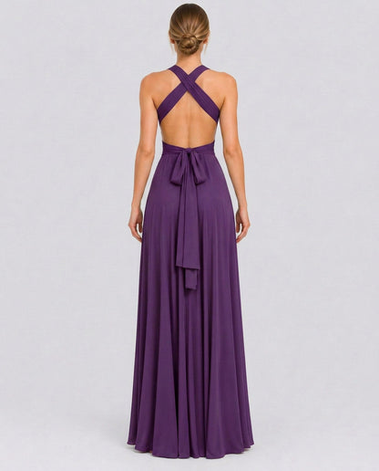 Halter Pleated Empire Waist Maxi Dress