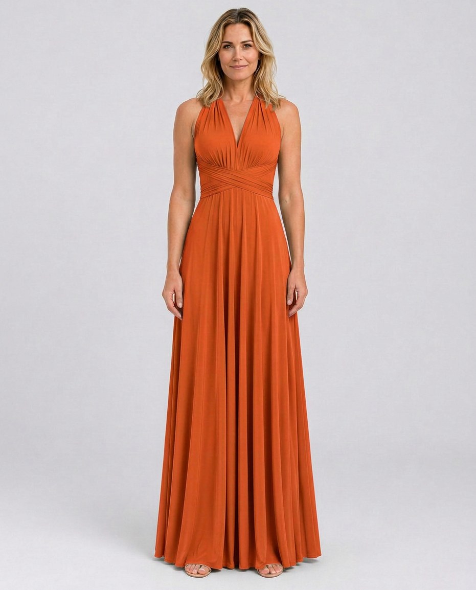 Halter Pleated Empire Waist Maxi Dress