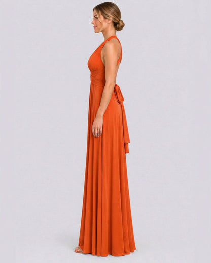 Halter Pleated Empire Waist Maxi Dress